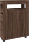 vidaXL - Badkamerkast - smal - met - wielen - bewerkt - hout - bruin - eikenkleurig