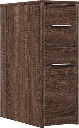 vidaXL - Badkamerkast - smal - met - wielen - bewerkt - hout - bruin - eikenkleurig