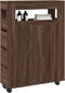 vidaXL - Badkamerkast - smal - met - wielen - bewerkt - hout - bruin - eikenkleurig