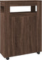vidaXL - Badkamerkast - smal - met - wielen - bewerkt - hout - bruin - eikenkleurig