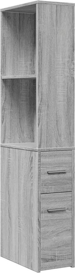 vidaXL - Badkamerkast - smal - met - wielen - bewerkt - hout - grijs - sonoma - eiken