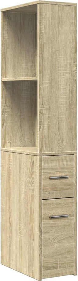 vidaXL - Badkamerkast - smal - met - wielen - bewerkt - hout - sonoma - eikenkleurig