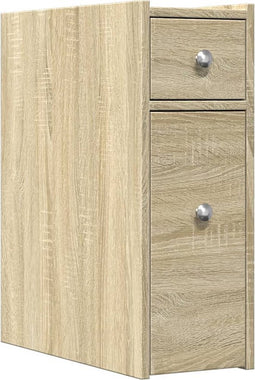 vidaXL - Badkamerkast - smal - met - wielen - bewerkt - hout - sonoma - eikenkleurig