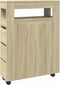 vidaXL - Badkamerkast - smal - met - wielen - bewerkt - hout - sonoma - eikenkleurig