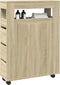 vidaXL - Badkamerkast - smal - met - wielen - bewerkt - hout - sonoma - eikenkleurig