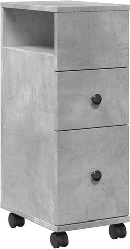 vidaXL - Badkamerkast - smal - met - wielen - bewerkt - hout - betongrijs