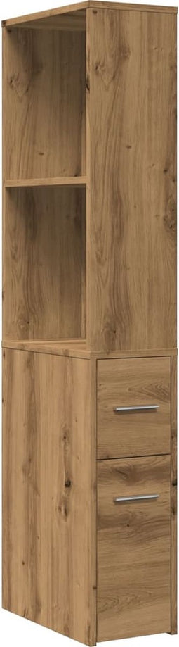 vidaXL - Badkamerkast - smal - met - wielen - bewerkt - hout - artisanaal - eikenkleur
