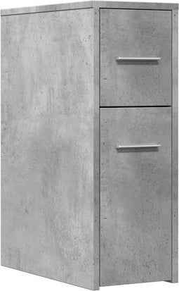 vidaXL - Badkamerkast - smal - met - wielen - bewerkt - hout - betongrijs