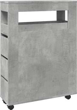 vidaXL - Badkamerkast - smal - met - wielen - bewerkt - hout - betongrijs