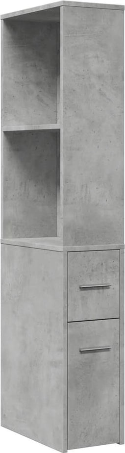 vidaXL - Badkamerkast - smal - met - wielen - bewerkt - hout - betongrijs