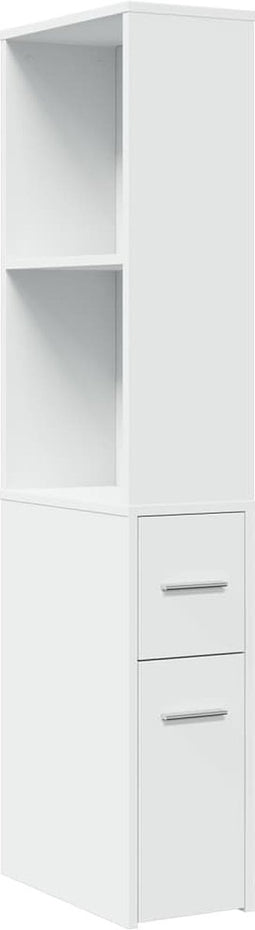 vidaXL - Badkamerkast - smal - met - wielen - bewerkt - hout - wit