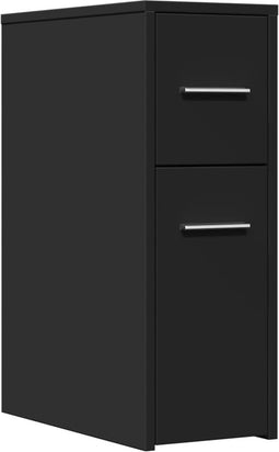 vidaXL - Badkamerkast - smal - met - wielen - bewerkt - hout - zwart