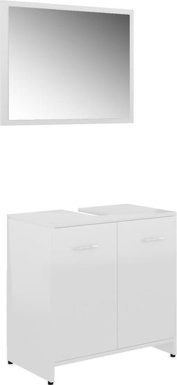 vidaXL - Badkamermeubelset - bewerkt - hout - hoogglans - wit