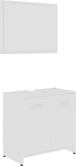 vidaXL - Badkamermeubelset - bewerkt - hout - wit