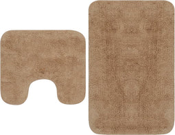 vidaXL - Badmattenset - stof - beige - 2-delig