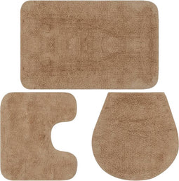 vidaXL - Badmattenset - stof - beige - 3-delig