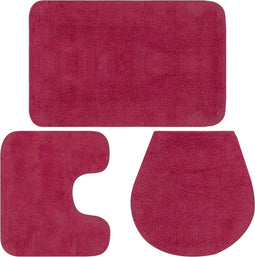 vidaXL - Badmattenset - stof - fuchsia - 3-delig