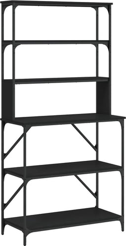 vidaXL - Bakkersrek - 6-laags - 90x40x180 - cm - bewerkt - hout - zwart