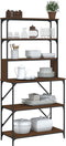 vidaXL - Bakkersrek - 6-laags - 90x40x180 - cm - bewerkt - hout - bruin - eikenkleur