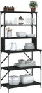 vidaXL - Bakkersrek - 6-laags - 90x40x180 - cm - bewerkt - hout - zwart