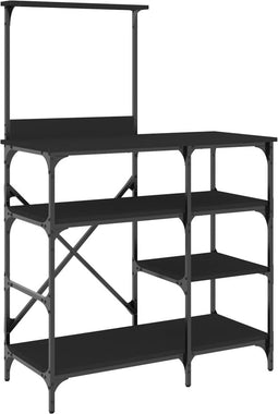 vidaXL - Bakkersrek - 90x40x132 - cm - bewerkt - hout - en - metaal - zwart