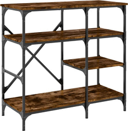 vidaXL - Bakkersrek - 90x40x84 - cm - bewerkt - hout - en - metaal - gerookt - eiken