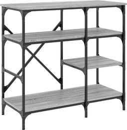 vidaXL - Bakkersrek - 90x40x84 - cm - bewerkt - hout - en - metaal - grijs - sonoma