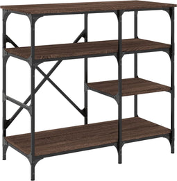 vidaXL - Bakkersrek - 90x40x84 - cm - bewerkt - hout - en - metaal - bruin - eikenkleur