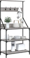 vidaXL - Bakkersrek - met - haken - 4-laags - bewerkt - hout - grijs - sonoma - eiken