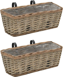 vidaXL - Balkonbakken - 2 - st - 40 - cm - wicker - met - PE-voering