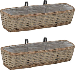 vidaXL - Balkonbakken - 2 - st - 60 - cm - wicker - met - PE-voering