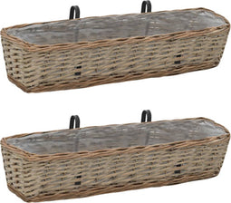 vidaXL - Balkonbakken - 2 - st - 80 - cm - wicker - met - PE-voering