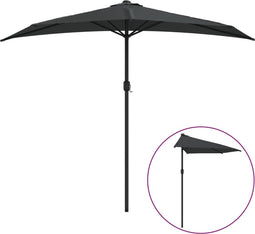 vidaXL - Balkonparasol - half - met - aluminium - paal - 270x144 - cm - antraciet