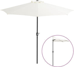 vidaXL - Balkonparasol - half - met - aluminium - paal - 270x144 - cm - zandkleurig