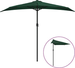vidaXL - Balkonparasol - half - met - aluminium - paal - 270x144 - cm - groen