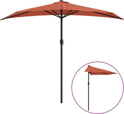 vidaXL - Balkonparasol - half - met - aluminium - paal - 270x144x222 - cm - terracotta
