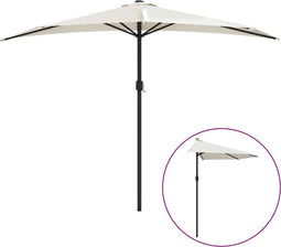 vidaXL - Balkonparasol - half - met - aluminium - paal - 300x155 - cm - zandkleurig