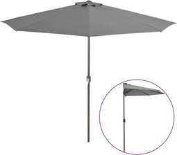 vidaXL - Balkonparasol - half - met - aluminium - paal - 300x155 - cm - antraciet
