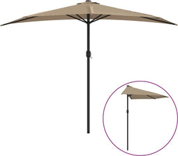 vidaXL - Balkonparasol - half - met - aluminium - paal - 300x155 - cm - taupe