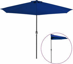 vidaXL - Balkonparasol - half - met - aluminium - paal - 300x155x223 - cm - blauw