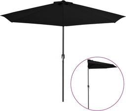 vidaXL - Balkonparasol - half - met - aluminium - paal - 300x155x223 - cm - zwart