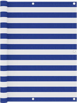 vidaXL - Balkonscherm - 120x300 - cm - oxford - stof - wit - en - blauw