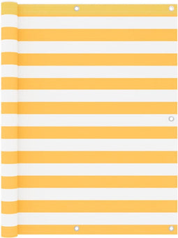 vidaXL - Balkonscherm - 120x400 - cm - oxford - stof - wit - en - geel