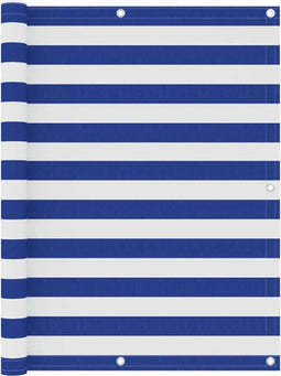vidaXL - Balkonscherm - 120x400 - cm - oxford - stof - wit - en - blauw