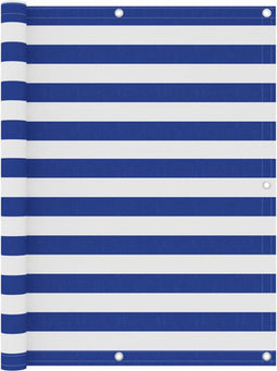 vidaXL - Balkonscherm - 120x500 - cm - oxford - stof - wit - en - blauw