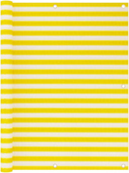 vidaXL - Balkonscherm - 120x600 - cm - HDPE - geel - en - wit