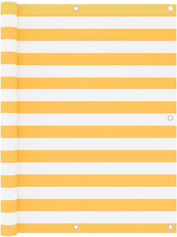 vidaXL - Balkonscherm - 120x600 - cm - oxford - stof - wit - en - geel