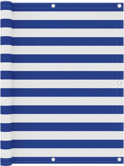 vidaXL - Balkonscherm - 120x600 - cm - oxford - stof - wit - en - blauw