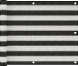 vidaXL - Balkonscherm - 75x300 - cm - HDPE - antracietkleurig - en - wit