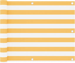 vidaXL - Balkonscherm - 75x300 - cm - oxford - stof - wit - en - geel